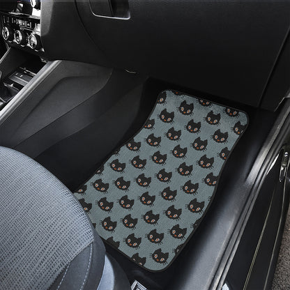 Black Cat Knitted Pattern Print Front Car Floor Mats