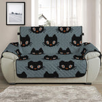 Black Cat Knitted Pattern Print Half Sofa Protector