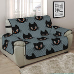 Black Cat Knitted Pattern Print Half Sofa Protector