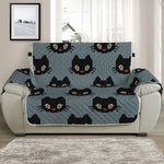 Black Cat Knitted Pattern Print Half Sofa Protector