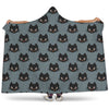 Black Cat Knitted Pattern Print Hooded Blanket