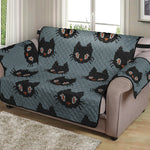 Black Cat Knitted Pattern Print Loveseat Protector