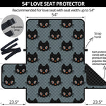 Black Cat Knitted Pattern Print Loveseat Protector