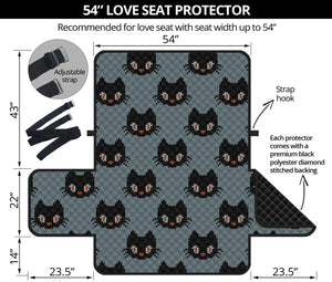 Black Cat Knitted Pattern Print Loveseat Protector