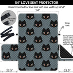 Black Cat Knitted Pattern Print Loveseat Protector