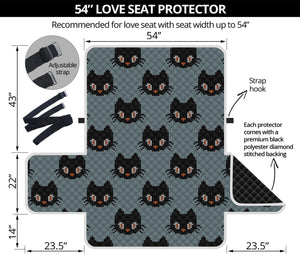 Black Cat Knitted Pattern Print Loveseat Protector