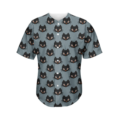 Black Cat Knitted Pattern Print Men's Baseball Jersey