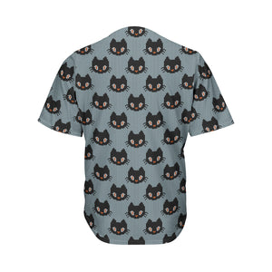 Black Cat Knitted Pattern Print Men's Baseball Jersey