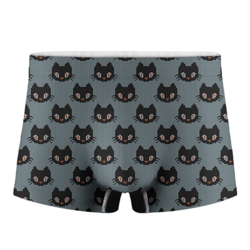 Black Cat Knitted Pattern Print Men's Boxer Briefs