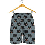 Black Cat Knitted Pattern Print Men's Shorts