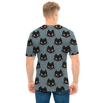 Black Cat Knitted Pattern Print Men's T-Shirt
