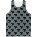 Black Cat Knitted Pattern Print Men's Tank Top