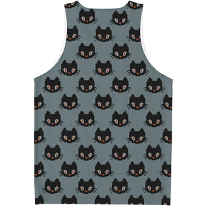 Black Cat Knitted Pattern Print Men's Tank Top