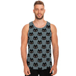 Black Cat Knitted Pattern Print Men's Tank Top