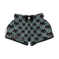 Black Cat Knitted Pattern Print Muay Thai Boxing Shorts