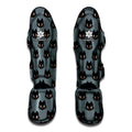 Black Cat Knitted Pattern Print Muay Thai Shin Guards