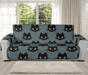 Black Cat Knitted Pattern Print Oversized Sofa Protector