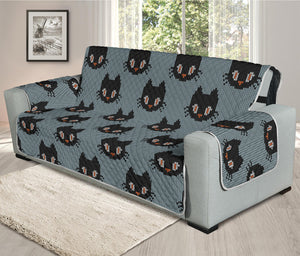 Black Cat Knitted Pattern Print Oversized Sofa Protector