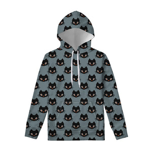 Black Cat Knitted Pattern Print Pullover Hoodie