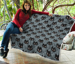 Black Cat Knitted Pattern Print Quilt