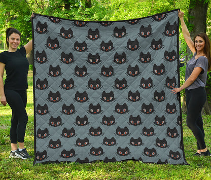 Black Cat Knitted Pattern Print Quilt