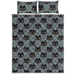 Black Cat Knitted Pattern Print Quilt Bed Set