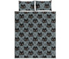 Black Cat Knitted Pattern Print Quilt Bed Set