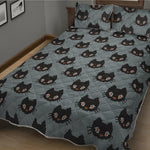 Black Cat Knitted Pattern Print Quilt Bed Set