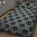 Black Cat Knitted Pattern Print Quilt Bed Set