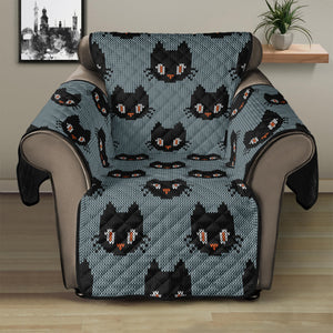 Black Cat Knitted Pattern Print Recliner Protector