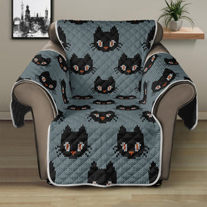 Black Cat Knitted Pattern Print Recliner Protector