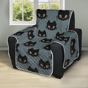 Black Cat Knitted Pattern Print Recliner Protector