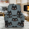 Black Cat Knitted Pattern Print Recliner Slipcover