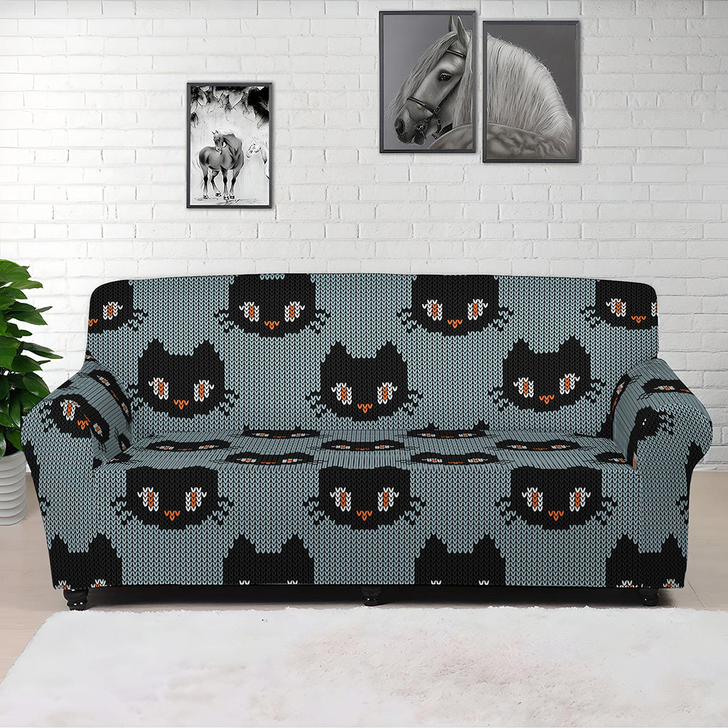 Black Cat Knitted Pattern Print Sofa Cover