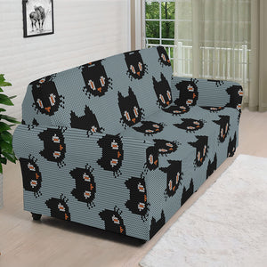 Black Cat Knitted Pattern Print Sofa Cover