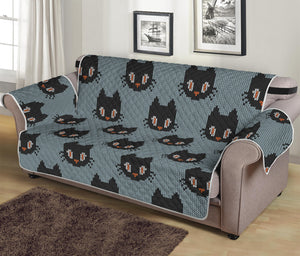 Black Cat Knitted Pattern Print Sofa Protector