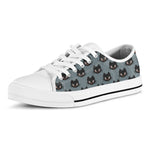 Black Cat Knitted Pattern Print White Low Top Shoes