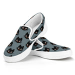 Black Cat Knitted Pattern Print White Slip On Shoes
