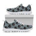 Black Cat Knitted Pattern Print White Running Shoes