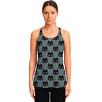 Black Cat Knitted Pattern Print Women's Racerback Tank Top