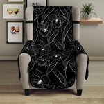 Black Cattleya Flower Pattern Print Armchair Protector