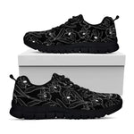 Black Cattleya Flower Pattern Print Black Sneakers