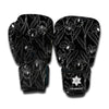 Black Cattleya Flower Pattern Print Boxing Gloves