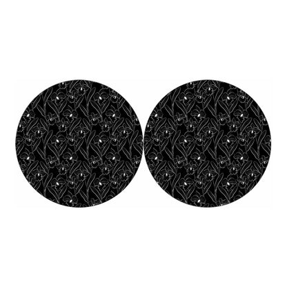 Black Cattleya Flower Pattern Print Car Coasters