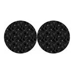 Black Cattleya Flower Pattern Print Car Coasters