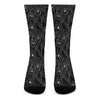 Black Cattleya Flower Pattern Print Crew Socks