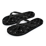 Black Cattleya Flower Pattern Print Flip Flops