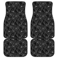 Black Cattleya Flower Pattern Print Front and Back Car Floor Mats