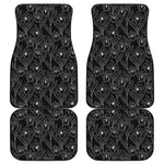 Black Cattleya Flower Pattern Print Front and Back Car Floor Mats