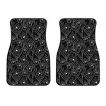 Black Cattleya Flower Pattern Print Front Car Floor Mats